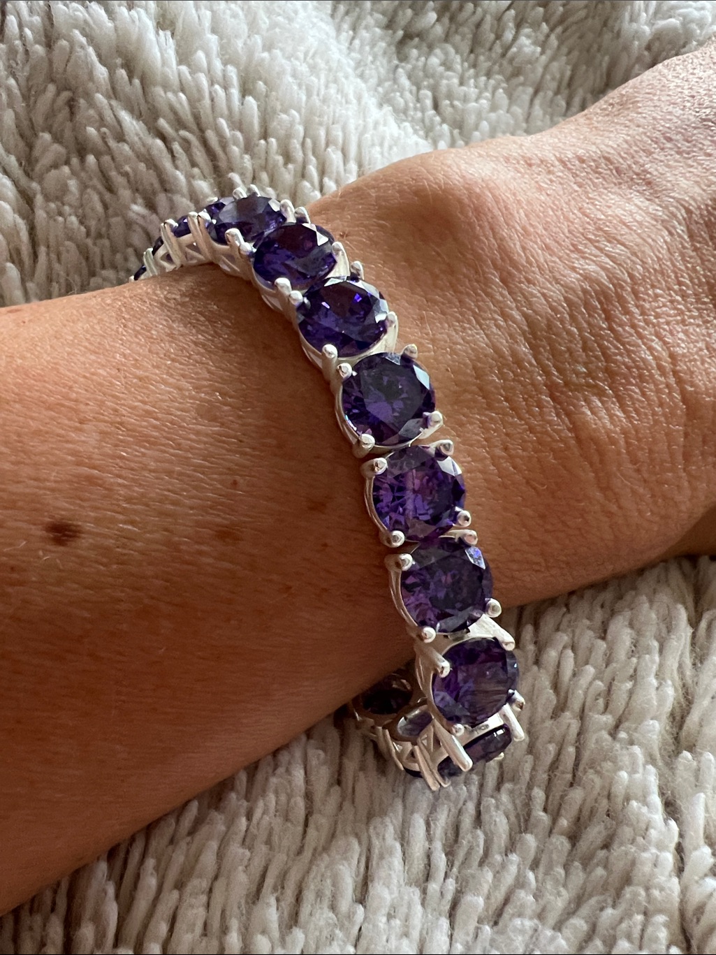 Park Lane Impression Bracelet Violet Purple Stones Matte Silver Finish